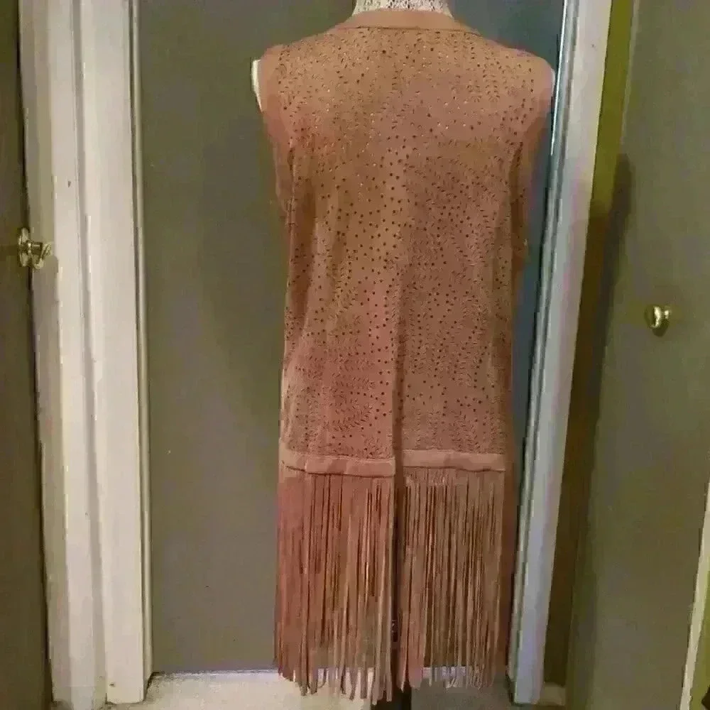 Philosphy faux suede fringe vest sz large - Picture 3 of 3